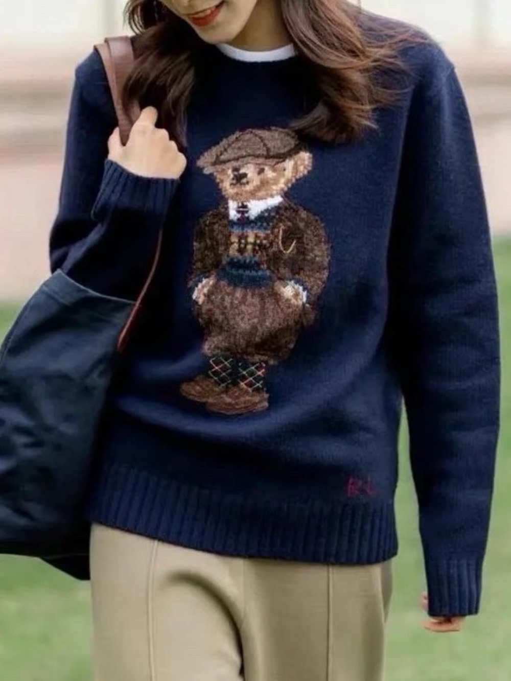 Polo Ralph Lauren Navy Crewneck Sweater with Teddy Motif - Picture 7 of 7